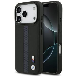 Dėklas BMW M Perforated Stripe Logo MagSafe Apple iPhone 17 Pro blue