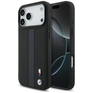 Dėklas BMW M Perforated Stripe Logo MagSafe Apple iPhone 17 Pro Max blue