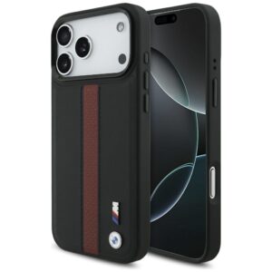 Dėklas BMW M Perforated Stripe Logo MagSafe Apple iPhone 17 Pro Max red