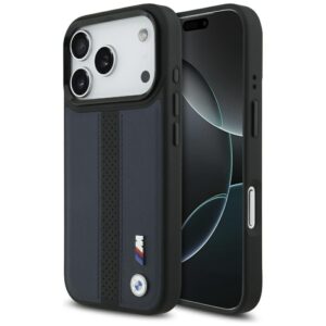 Dėklas BMW M Perforated Stripe Logo MagSafe Apple iPhone 17 Pro navy blue