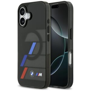 BMW M IML Metal Buttons Tricolor Lines MagSafe dėklas Apple iPhone 17 juodos spalvos - Image 1