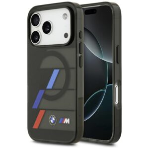 BMW M IML Metal Buttons Tricolor Lines MagSafe dėklas Apple iPhone 17 Pro juodos spalvos - Image 1