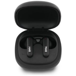 Ausinės Bluetooth TWS BMW Leather Metal Logo ENC juodos spalvos - Image 3