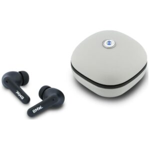 Ausinės Bluetooth TWS BMW Leather Metal Logo ENC taupe - Image 1