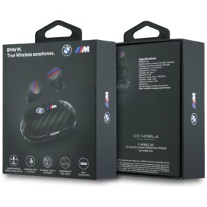 Ausinės Bluetooth TWS BMW Carbon Metal Logo ENC juodos spalvos - Image 6
