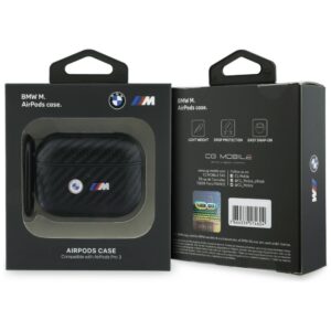 Dėklas BMW Carbon Metal Logo skirtas AirPods Pro 3 juodos spalvos - Image 4
