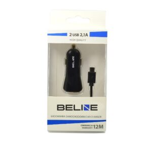 Automobilinis įkroviklis Beline 2xUSB + USB-C 2,1A juodos spalvos - Image 2