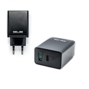 Laidinis įkroviklis Beline 1xUSB i 1xUSB-C 5A 18Wjuodos spalvos/juodos spalvos (only head)