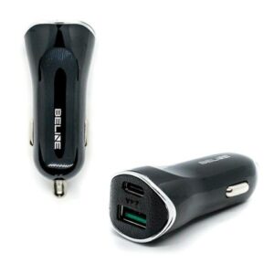 Automobilinis įkroviklis Beline 1xUSB i 1xUSB-C 5A 30Wjuodos spalvos/juodos spalvos (only head)