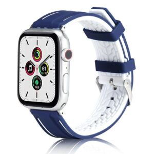Beline Apple Watch Solid Silicone apyrankė42/44/45/49mm Navy/baltos spalvos - Image 1