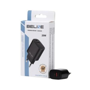 Beline Charger 1x USB-C + 1x USB 20W juodos spalvos (only head) PD 3.0 + QC 3.0 BLN2CB20 - Image 3
