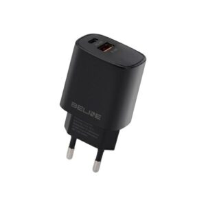 Beline laidinis įkroviklis 1x USB-C + 1x USB 30Wjuodos spalvos (only head) PD 3.0 + QC 3.0 BLN2CB30 GaN