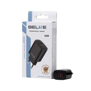 Beline laidinis įkroviklis 1x USB-C + 1x USB 30Wjuodos spalvos (only head) PD 3.0 + QC 3.0 BLN2CB30 GaN - Image 3