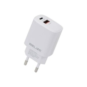 Beline Charger 1x USB-C + 1x USB 30Wbaltos spalvos (only head) PD 3.0 + QC 3.0 BLN2CW30 GaN - Image 1