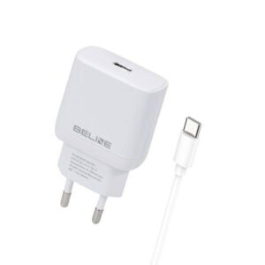 Beline Charger 1x USB-C 30W + cableUSB-C baltos spalvos /baltos spalvos PD 3.0 BLNCW30C GaN - Image 1