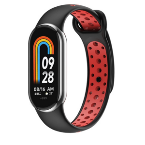 Beline Mi Band 10/9/8 design apyrankė juodos spalvos-red