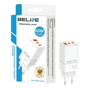 Beline Charger 2x USB-C + 1x USB 65Wbaltos spalvos (only head) PD 3.0 + QC 3.0 BLN3CW65 GaN - Image 2