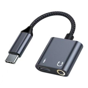 Beline Splitter Adapteris USB-C to USB-C/Jack 3.5mm 60W black/black DAC BLNAA01 - Image 1