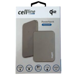 Mini Powerbank Cellline MagSafe 5000mAh Qi2 15W CL-MBP-02 pilkos spalvos / titanium Magnetic wireless mini pow - Image 10