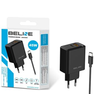 Laidinis įkroviklis Beline 45W USB-A/USB-C + cable USB-C BLN2CB45C juodos spalvos - Image 2