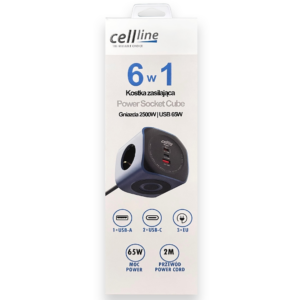 Cellline Power Socket Cube 6in1 2500W USB/2xUSB-C 65W blue - Image 8