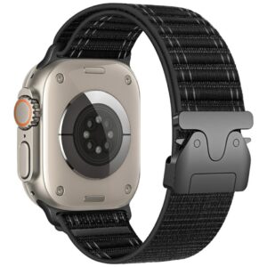 Beline Woven Nylon Diagonal Style Parachute apyrankė for Apple Watch 42/44/45/49mm juodos spalvos