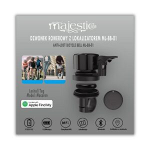 Bell with tracker Majestic for bicycle juodos spalvos - Image 3