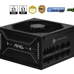 MSI MAG A850GLS PCIE5 maitinimo blokas 850 W 24-pin ATX ATX Juoda