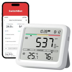 SwitchBot Meter Pro (CO2 Monitor) Balta LCD Baterija - Image 2