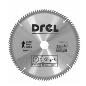 DREL DISKINIS PJŪKLAS SU KARBIDO DANTIMIS 255 x 30 mm, 100T, ALIUMINIUI