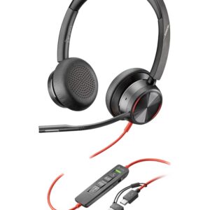 HP Poly „Poly Blackwire 8225 Stereo“ „USB-C“ ausinės + „USB-C/A“ adapteris