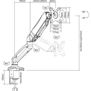 Deltaco ARM-534 monitoriaus laikiklis arba stovas 81,3 cm (32") Stalas Juoda - Image 2