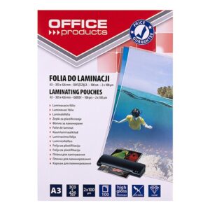 OFFICE PRODUCTS Laminavimo plėvelė, A3, 2x100 mikronų, blizgi, 100 lapų, skaidri
