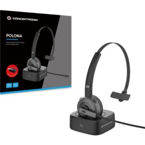 Conceptronic POLONA03BD Ausinės be mikrofono ir ausinės su mikrofonu Laisvų rankų įranga Bevielis Su lankeliu Biuras / skambučių centras Bluetooth Įkrovimo stovas Juoda - Image 2