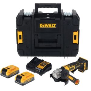 DEWALT KAMPINIS ŠLIFUOKLIS 125mm 18V DCG404S2T 2x3,5Ah BL