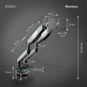 Diablo RGB X-Arm Dual 35" Dual Monitor Mount grey ir juodos spalvos - Image 9