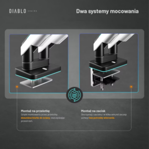 Diablo RGB X-Arm Dual 35" Dual Monitor Mount baltos spalvos ir juodos spalvos - Image 8
