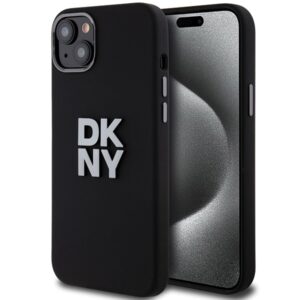 DKNY DKHCP15MSMCBSK Apple iPhone 15 Plus 14 Plus 6.7" juodos spalvos kietas dėklas Liquid Silicone Metal Logo