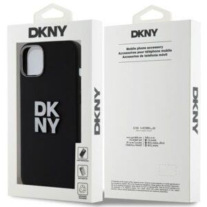 DKNY DKHCP15MSMCBSK Apple iPhone 15 Plus 14 Plus 6.7" juodos spalvos kietas dėklas Liquid Silicone Metal Logo - Image 8