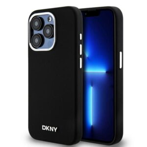 DKNY DKHMP14LSMCHLK Apple iPhone 14 Pro 6.1" juodos spalvos kietas dėklas Liquid Silicone Small Metal Logo MagSafe