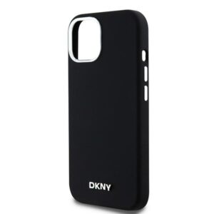 DKNY DKHMP15MSMCHLK Apple iPhone 15 Plus   14 Plus 6.7" juodos spalvos kietas dėklas Liquid Silicone Small Metal Logo Ma - Image 6