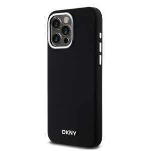 DKNY DKHMP15XSMCHLK Apple iPhone 15 Pro Max 6.7" juodos spalvos kietas dėklas Liquid Silicone Small Metal Logo MagSafe - Image 2