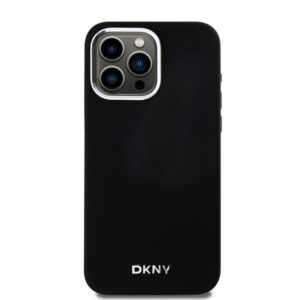 DKNY DKHMP15XSMCHLK Apple iPhone 15 Pro Max 6.7" juodos spalvos kietas dėklas Liquid Silicone Small Metal Logo MagSafe - Image 3