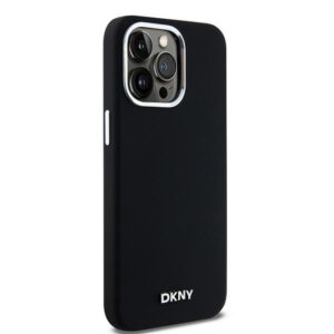 DKNY DKHMP15XSMCHLK Apple iPhone 15 Pro Max 6.7" juodos spalvos kietas dėklas Liquid Silicone Small Metal Logo MagSafe - Image 4
