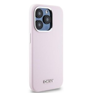DKNY DKHMP14LSMCHLP Apple iPhone 14 Pro 6.1" rožinės spalvos kietas dėklas Liquid Silicone Small Metal Logo MagSafe - Image 4
