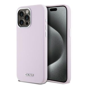 DKNY DKHMP14XSMCHLP Apple iPhone 14 Pro Max 6.7" rožinės spalvos kietas dėklas Liquid Silicone Small Metal Logo MagSafe - Image 1