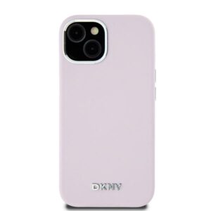 DKNY DKHMP15SSMCHLP Apple iPhone 15 14 13 6.1" rožinės spalvos kietas dėklas Liquid Silicone Small Metal Logo MagSafe - Image 3