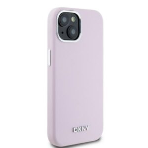 DKNY DKHMP15SSMCHLP Apple iPhone 15 14 13 6.1" rožinės spalvos kietas dėklas Liquid Silicone Small Metal Logo MagSafe - Image 4