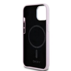 DKNY DKHMP15SSMCHLP Apple iPhone 15 14 13 6.1" rožinės spalvos kietas dėklas Liquid Silicone Small Metal Logo MagSafe - Image 7