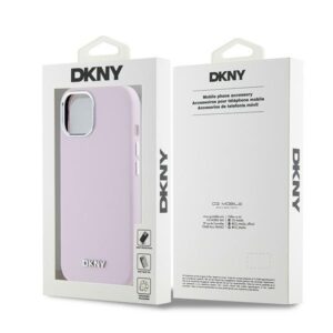 DKNY DKHMP15SSMCHLP Apple iPhone 15 14 13 6.1" rožinės spalvos kietas dėklas Liquid Silicone Small Metal Logo MagSafe - Image 8